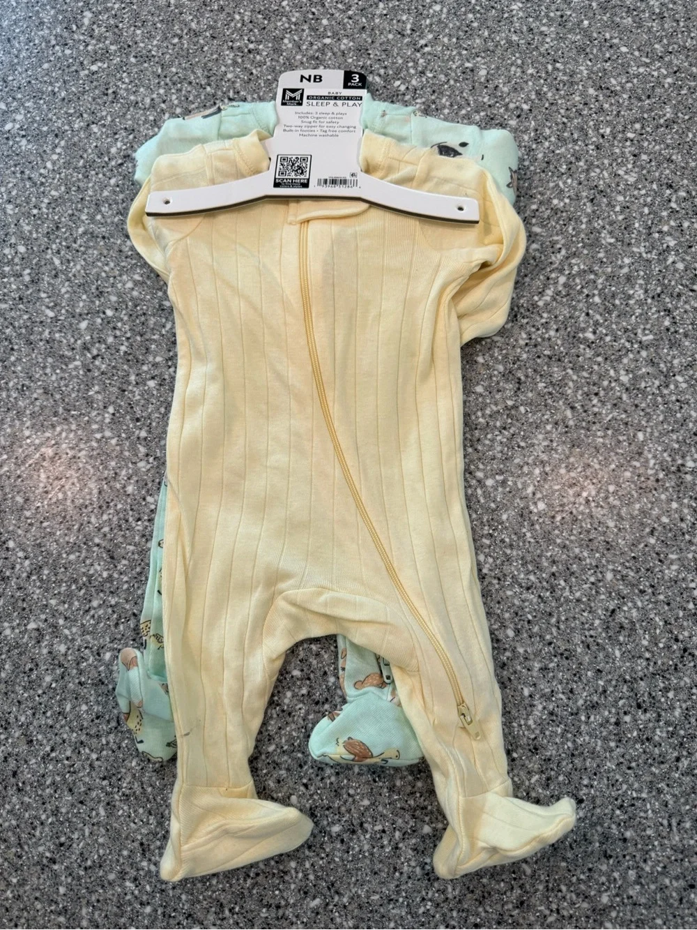 Newborn Yellow Ribbed Footed One-Piece Sleepwear